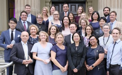 This is an image of some of the winners of the 2019 UQ Awards for Teaching and Learning Excellence