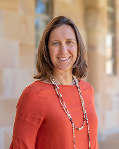 Dr Jean Spinks headshot at UQ Great Court 