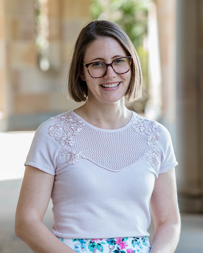 Profile photo of Justine Bell-James standing in UQ's Great Court