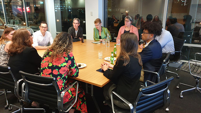 Round-table discussion at ARUP event.
