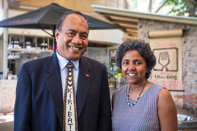 His Excellency Taneti Maamau with Associate Professor Renuka Mahadevan