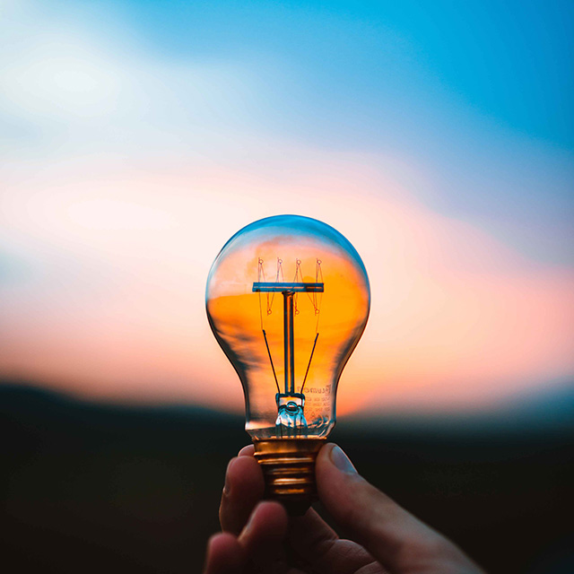 Person holding a light bulb in their hand