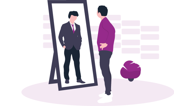 Man looking in mirror