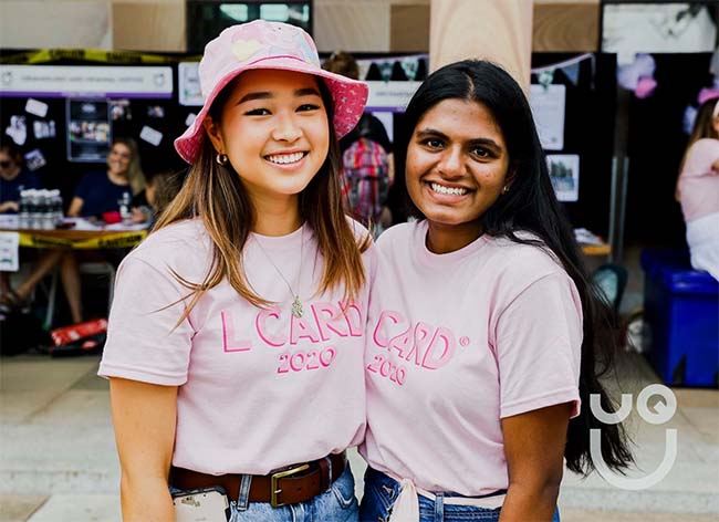 Daiana Yoon and friend promoting the L Card at Orientation 2020. 