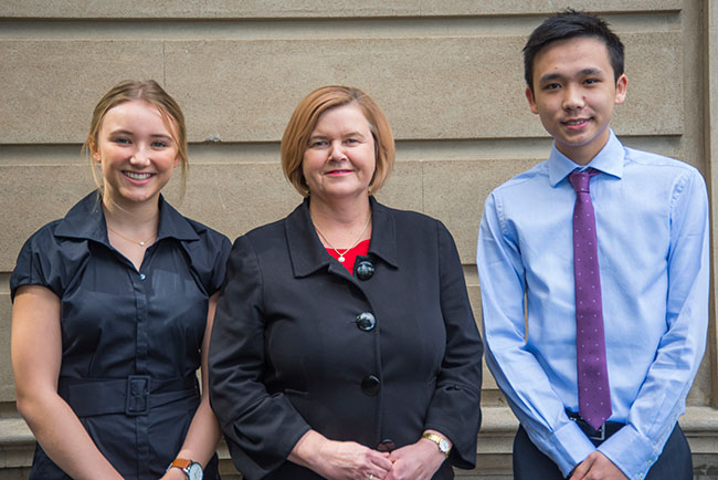 Josephine Auer and Richard Khuu with Susan Buckley
