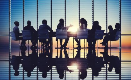 board meeting in silhouette