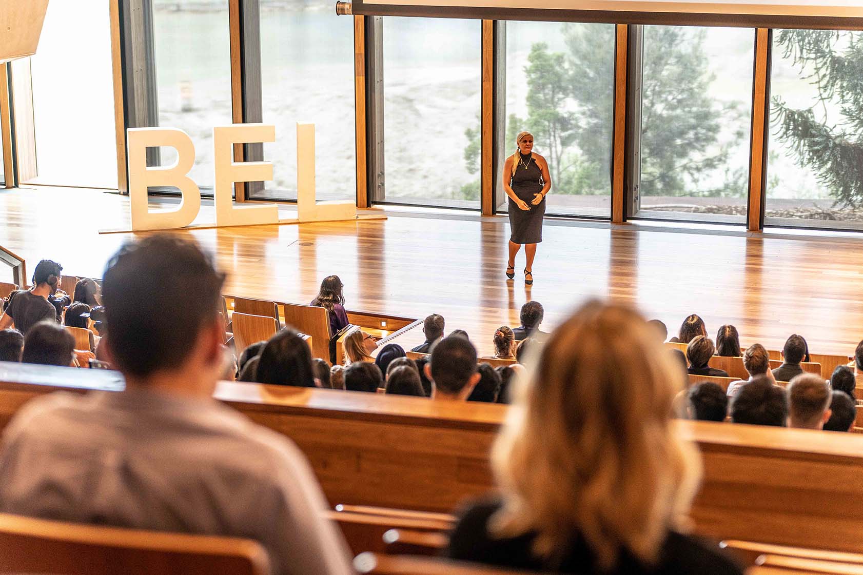 Speaker presenting at BEL careers day 