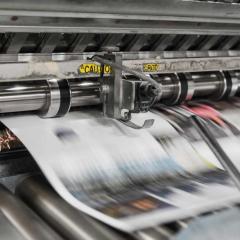 Printing press printing newspapers