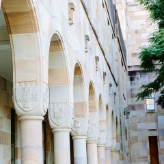 Sandstone cloisters in UQ's Great Court