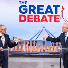 Opposition leader Anthony Albanese and Prime Minister Scott Morrison face off at the second leaders' debate of the 2022 federal election campaign.