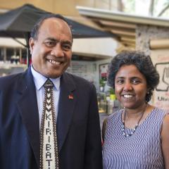 His Excellency Taneti Maamau with Associate Professor Renuka Mahadevan