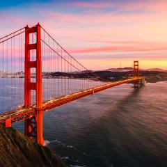 Golden Gate Bridge, San Francisco at sunset.