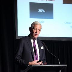 Dominic Barton speaking at the Rodney Wylie Lectures in 2019