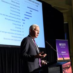 Dominic Barton speaking at the Rodney Wylie Lectures in 2019