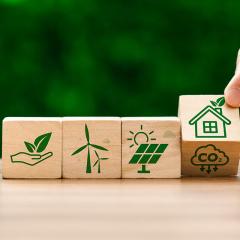 Blocks with sustainability icons